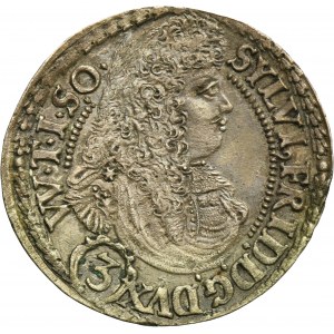 Silesia, Duchy of Oels, Silvius Friedrich, 3 Kreuzer Oels 1676 SP - RARE