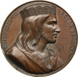 Francie, medaile francouzského panovníka Childerica III 1839