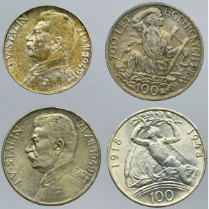 Set, Tchécoslovaquie, 50 et 100 couronnes (4 pièces)