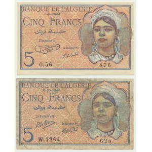 Algerien, 5 Franken 1944 (2 Stück).