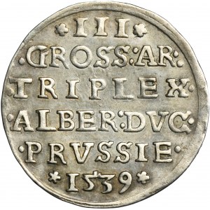 Duchy of Prussia, Albrecht Hohenzollern, 3 Groschen Königsberg 1539