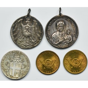 Set, Medals and Tokens, John Paul II and the Polish Post (5 pcs.)