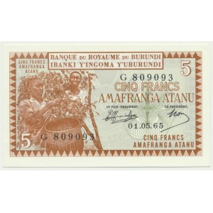 Burundi, 5 franków 1965