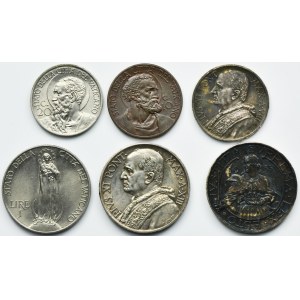 Set, Papal States, Vatican and San Marino, Pius XI, 10 Centesimi, 20 Centesimi, 1 Lira and 10 Lira (6 pcs.)