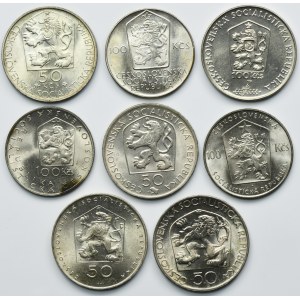 Set, Tchécoslovaquie, 50 Couronnes et 100 Couronnes Kremnica (8 pièces)