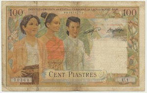 French Indochina, 100 piastres (1954)