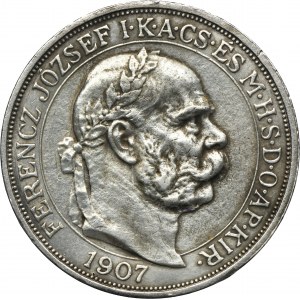 Węgry, Franciszek Józef I, 5 Koron Kremnica 1907 KB