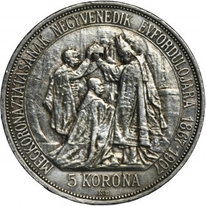 Węgry, Franciszek Józef I, 5 Koron Kremnica 1907 KB