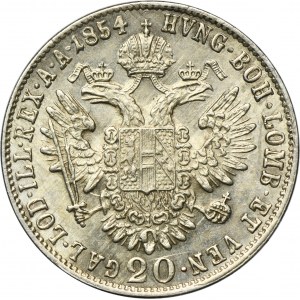 Austria, Franz Joseph I, 20 Kreuzer Karlsburg 1854 E