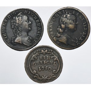 Set, Austria, Maria Theresa and Francis I, 1 Krajcar and 1 Gröschel (3 pcs.)