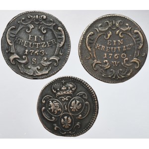 Set, Austria, Maria Theresa and Francis I, 1 Krajcar and 1 Gröschel (3 pcs.)