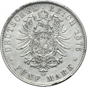Germany, Kingdom of Bavaria, Ludwig II, 5 Mark Munich 1876 D