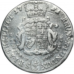 Allemagne, Brunswick-Lüneburg-Calenberg-Hannover, George III, 2/3 Thaler Clausthal 1791 C