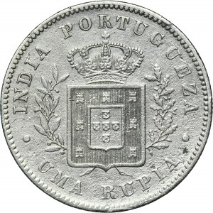 India, Portuguese India, Luíz I, 1 Rupia Calcutta 1881
