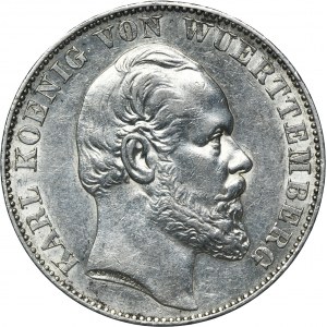 Germany, Kingdom of Wirtemberg, Karl I, Siege Thaler Stuttgart 1871