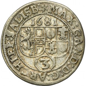 Austria, Archbishopric of Salzburg, Max Gandolf von Küenburg, 3 Kreuzer Salzburg 1681