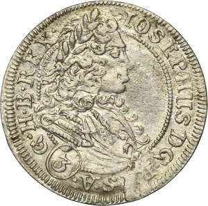 Silesia, Habsburg rule, Joseph I, 3 Kreuzer Breslau 1706 FN - UNLISTED