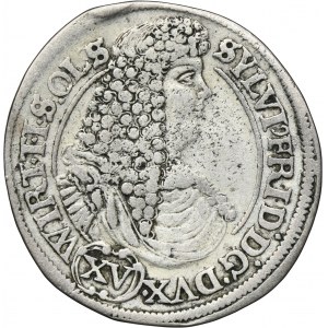 Śląsk, Księstwo Oleśnickie, Sylwiusz Fryderyk, 15 Krajcarów Oleśnica 1675 SP - RZADKIE