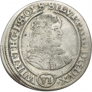 Silesia, Duchy of Oels, Sylvius II Friedrich, 6 Kreuzer Oels 1674 SP