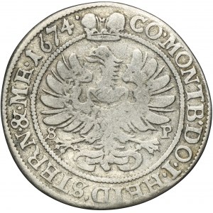 Silesia, Duchy of Oels, Sylvius II Friedrich, 6 Kreuzer Oels 1674 SP