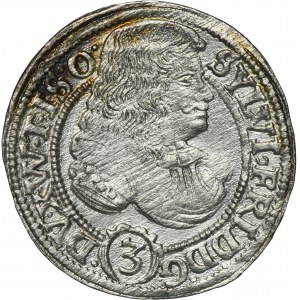 Silesia, Duchy of Oels, Silvius II Friedrich, 3 Kreuzer Oels 1674 SP