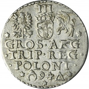 Sigismund III Vasa, 3 Groschen Marienburg 1594 - open ring