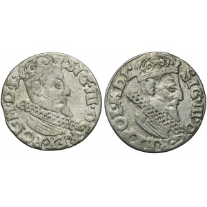 Set, Sigismund III Vasa, 3 Groschen Krakau 1622 (2 pcs.)