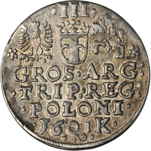 Sigismund III Vasa, 3 Groschen Krakau 1601 - left head