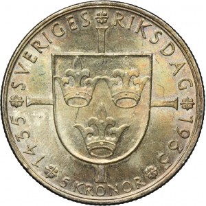 Suède, Gustav V, 5 couronnes Stockholm 1935 G