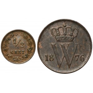 Set, Netherlands, Wilhelm III, 1/2 Cent and 1 Cent (2 pcs)