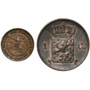 Set, Netherlands, Wilhelm III, 1/2 Cent and 1 Cent (2 pcs)