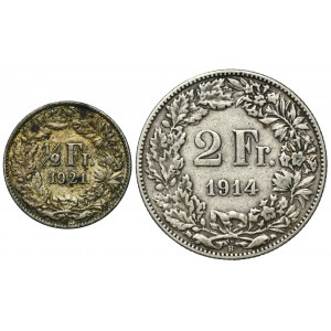 Set, Switzerland, 1/2 Franc and 1 Franc Bern (2 pcs.)