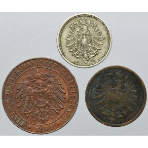 Set, Germany, Empire and German East Africa, Pfennige and 1 Pesa (3 pcs.)