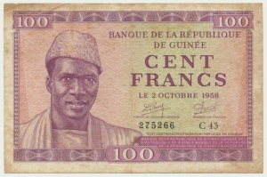 Guinea, 100 franků 1958