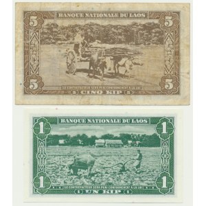 Laos, zestaw 1-5 kip (1957-62)(2 szt.)