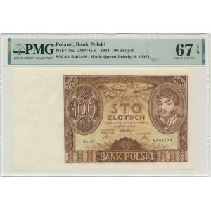 100 złotych 1934 - Ser. AV. - znw. +X+ - PMG 67 EPQ