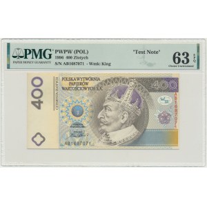 PWPW, 400 Zloty 1996 - AB - MODELL auf der Rückseite - PMG 63 EPQ