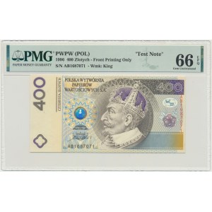 PWPW, 400 zloty 1996 - clean reverse - PMG 66 EPQ