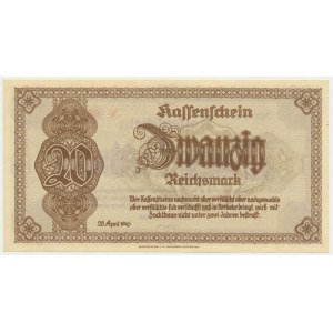 Germany, Sudetenland, 20 Reichsmark 1945