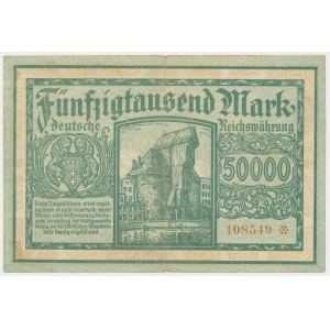 Danzig, 50.000 Mark 1923 - 6 digit serial number with ❊ -