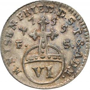 Germany, Duchy of Sachsen-Weimar-Eisenach, Ernst August Constantin, 6 Pfennig Eisenach 1755 FS - ex. Dr. Max Blaschegg