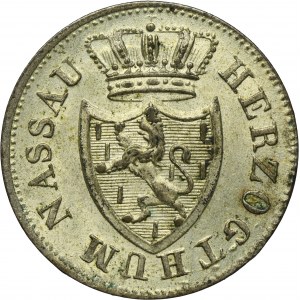 Německo, Nasavské knížectví, Wilhelm, 3 Krajcars Wiesbaden 1836 - RARE, ex. Dr. Max Blaschegg
