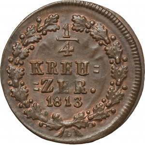 Germany, Duchy of Nassau, Friedrich Wilhelm and Friedrich August, 1/4 Kreuzer Ehrenbreitstein 1813 - RARE, ex. Dr. Max Blaschegg