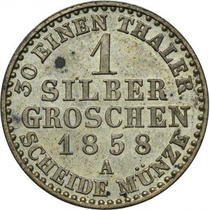 Nemecko, Saské veľkovojvodstvo-Weimar-Eisenach, Karl Alexander, 1 Silber groschen Berlin 1858 A - ex. Dr. Max Blaschegg