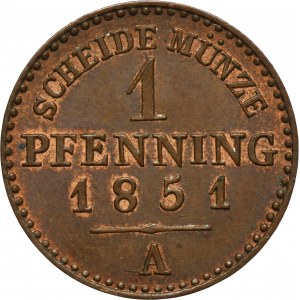 Nemecko, Pruské kráľovstvo, Fridrich Viliam IV, 1 Fenig Berlin 1851 A - ex. Dr. Max Blaschegg