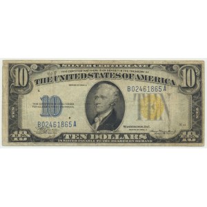 USA, Yellow Seal North Africa Silver Certificate, 10 Dollars 1934 - A - Julian & Morgenthau -