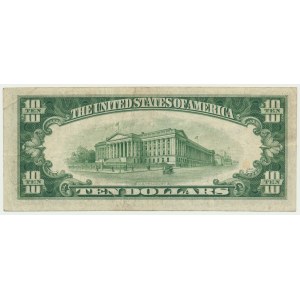 USA, Green Seal, Cleveland, 10 Dollars 1934 - D - Julian & Snyder -