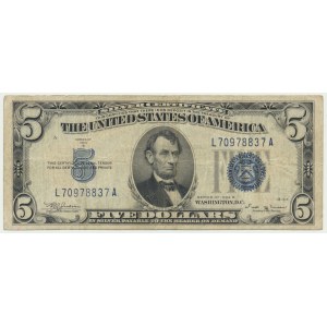 USA, strieborný certifikát, 5 USD 1934 - B - Julian &amp; Vinson -.