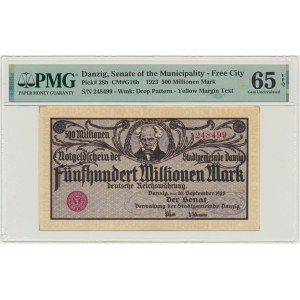 Dantzig, 500 millions de marks 1923 - tirage crème - PMG 65 EPQ
