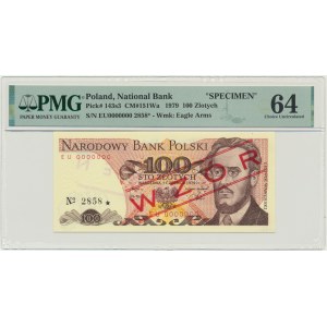 100 złotych 1979 - WZÓR - EU 0000000 - No.2858 - PMG 64